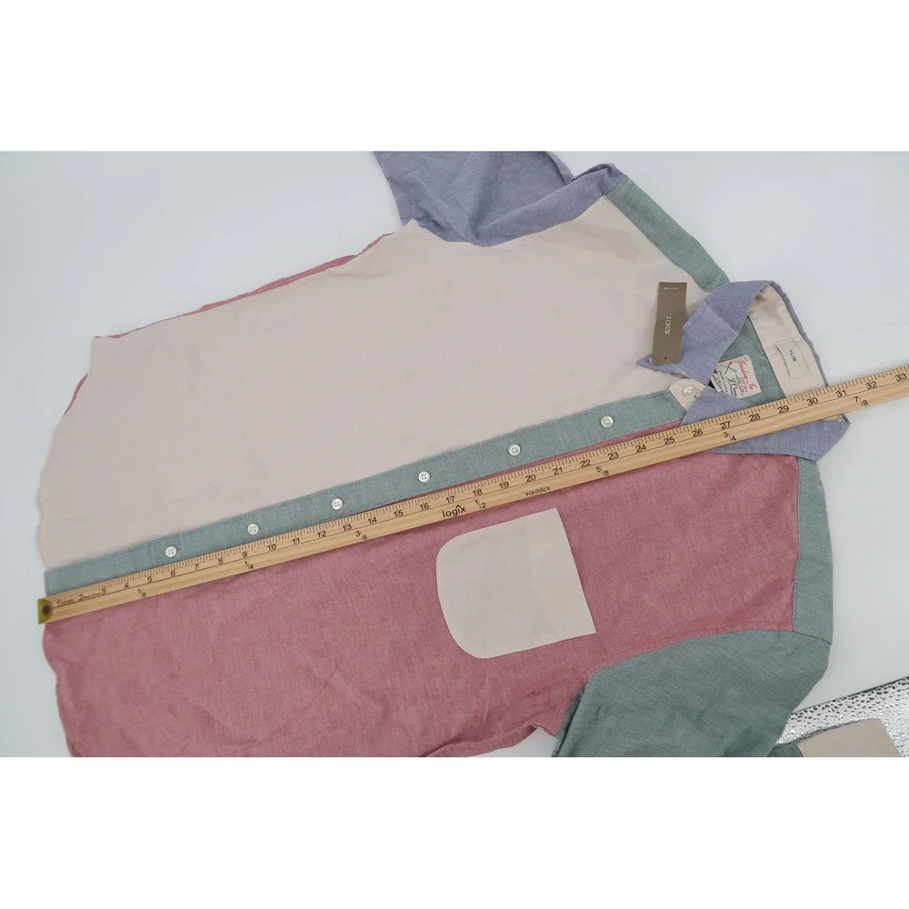 J.Crew Broken-In Oxford Shirt Mens Large Slim Multicolor Colorblock AZ488 New